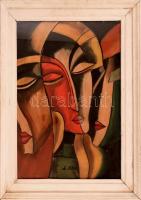 Hollwitz jelzéssel: Arcok. Olaj, farost. Üvegezett keretben. 48x37 cm