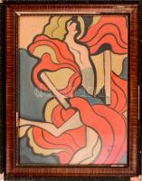 Scheiber jelzéssel: Tánc. Olaj farost. Üvegezett keretben. 62x45 cm