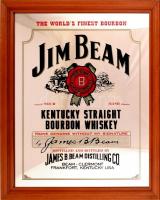 Jim Beam whisky tükrös reklám tábla keretben. 85x60 cm
