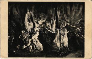 Detrekőváralja, Plavecké Podhradie; cseppkőbarlang, belső. A. Wiesner / stalactite cave, interior (képeslapfüzetből / from postcard booklet) (EK)