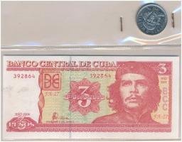 Kuba 1992. 3P Ni Che Guevara + 2004. 3P Che Guevara T:2,I Cuba 1992. 3 Pesos Ni Che Guevara + 2004. 3 Pesos Che Guevara C:XF,UNC