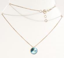 Ezüst(Ag) venezianer nyaklánc, kék függővel, jelzett, h: max. 42 cm, bruttó: 2,86 g