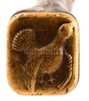 Orosz/szovjet (kaukázusi?) vadászkés, szaru markolattal, réz markolattal és markolatgombbal, ciril b...