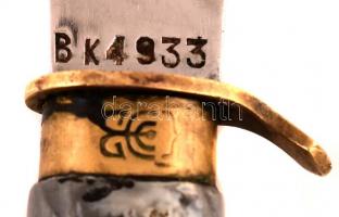 Orosz/szovjet (kaukázusi?) vadászkés, szaru markolattal, réz markolattal és markolatgombbal, ciril b...