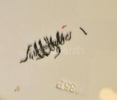 Francia Sarreguemines fajansz dísztányérok. 4 db különböző. Kézzel festett, jelzett, kis kopásokkal,...