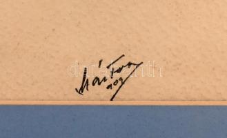 Márton 909 jelzéssel: Táncos akt. Tus, papír, jelzett. 14x19 cm Üvegezett keretben