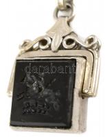 Antik zsebóralánc, ónix pecsétnyomóval, h: 15,5 cm