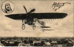 1912 Budapest, Bleriot repülőgépe Budapest felett (EK)