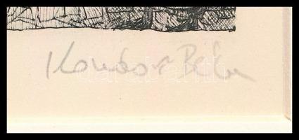 Kondor Béla (1931-1972): Kocsmában. Rézkarc, papír, utólagos jelzéssel, paszpartuban, 11×8 cm