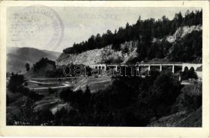 Uzsok, Uzok, Uzhok; vasúti híd, viadukt. Fenyves Andor kiadása / railway bridge, viaduct