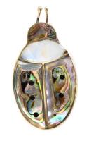Abalone berakású fém katicabogár medál, 4x2,5 cm