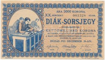 Budapest 1925. Diák-Sorsjegy 5000K értékben, XX. sorozat T:III