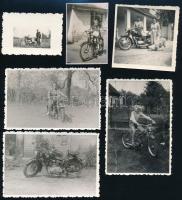 10 db fotó régi motorkerékpárokról, 3,5×5,5 és 9×12 cm közötti méretekben