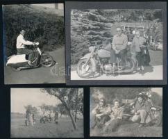 10 db fotó régi motorkerékpárokról, 3,5×5,5 és 9×12 cm közötti méretekben