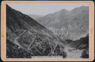 cca 1895 Tiroli hegyek között (Trafoierthal und Stilfser Joch-Strasse), keményhátú fotó, 11×16 cm