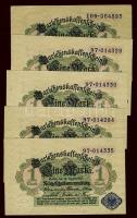 Német Birodalom/Császárság 1914. 1M(19x) benne egymásutáni, ill. kevés ugrású sorszámokkal ,alapnyom...