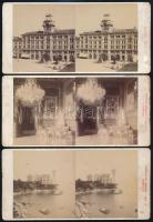 cca 1890 Trieszt, Miramare-kastély, 3 db sztereófotó, 8×17 cm