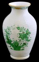Herendi indai kosár mintás váza. Kézzel festett, jelzett, hibátlan m: 14,5 cm