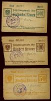 Ausztria 1922. "Zollzahlungmarke-vasúti (lila bélyegzővel) vámbárca" 50K, 100K, 500k összesen 3klf db R! T:II