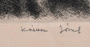 Kórusz József (1927-2010): "Zebegényi táj" (Dunakanyar). Rézkarc, papír, jelzett. Lap tete...