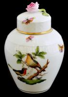 Herendi Rotschild mintás fedeles váza. Kézzel festett, jelzett, hibátlan. m: 15 cm
