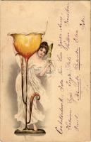 1899 Art Nouveau butterfly lady. A. Sockl (Vienne) Serie VI. No. 29. litho (EK)