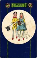1904 Married in haste. Romantic toy couple art postcard. The D. F. & Co. Series. Delittle, Fenwick & Co. 85. (EK)