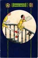 1904 Papas reply. Romantic toy couple art postcard. The D. F. & Co. Series. Delittle, Fenwick & Co. 85. (EK)