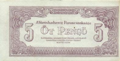 1944. 5P "V.H"(2x) mindkettő jobb szélén fehér csík T:II