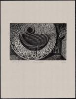Joseph Kádár (1936-2019): Dualista kompozíció. Szitanyomat, papír, jelzett, számozott: 42/50. Hátoldalon a művész pecsétjével. 12x19 cm