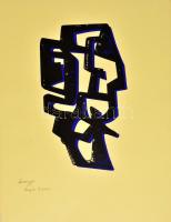 Frank Magda (1914-1997): Szoborterv. Monotípia, papír, jelzett, 33x18 cm