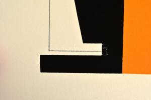 Mark (Márkus), Anna (1928-): Konstruktivista kompozíció. Szitanyomat, papír, jelzett, E.A. művészpél...