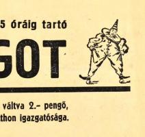 1940 Bp., Sashalmi Szociáldemokrata Munkásotthon Szövetkezet tréfás farsangi táncmulatságának hirdet...