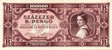 1930. 100P + 1932. 10P T:II+(mindkettő alig látható hajlással, törve nem) + 1946. 100.000MP + 100.000BP T:I-(mindkettő)