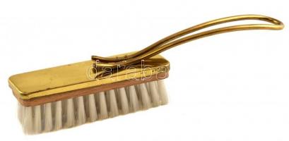 Réz morzsaseprű lapáttal, kis karcolásokkal, h: 20 cm, 22x10,5 cm