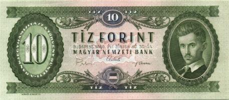 1969. 10Ft(2x) egymásutáni sorszámokkal T:I(mindkettőn tárolásból eredő nyomdai nyomáscsíkkal)