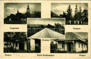 1944 Felsődomonya, Felső-Alsódomonya, Onokivtsi; templomok, út, Hangya üzlet / churches, street, cooperative shop (EB)