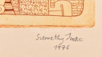 Szemethy Imre (1945- ): Fekete reneszánsz, 1976. Rézkarc, papír, jelzett, művészpéldány Épreuve d ...