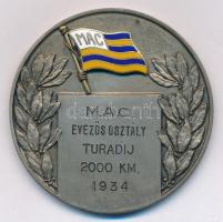 1934. M.A.C. Evezős osztály Túradíj 2000km 1934. részben zománcozott, ezüstözött fém díjérem, hátoldalán BERÁN N. BPEST gyártói jelzés (50mm) T:2