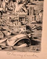 Rékassy Csaba (1937-1989): Camping. Rézmetszet, papír, jelzett, művészpéldány EA XV/VIII számozással...