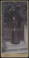 cca 1900 Violka néni, keményhátú fotó Gere István sepsiszentgyörgyi műterméből, 16,5×8 cm
