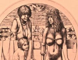 Rékassy Csaba (1937-1989): 3 grácia. Rézmetszet, papír, jelzett, művészpéldány EA XV/VII számozással...