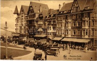 1930 Knokke, Knocke-Zoute, Place Albert, Les Cafés / street view, Grand Hotel Belle Vue, restaurant, cafés, automobiles