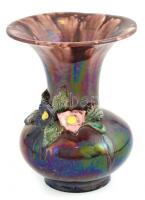 Csibi Mezőtúr mázas kerámia váza, kis lepattanásokkal 17 cm