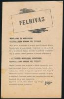 1944 "Felhívás, munkások és bányászok ellenállásra hívunk fel titeket" röplap