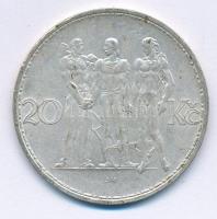 Csehszlovákia 1934. 20K Ag "Ipar, mezőgazdaság, üzlet" T:2 patina  Czechoslovakia 1934. 20 Korun Ag "Industry, Agriculture, Business" C:XF patina  Krause KM#17