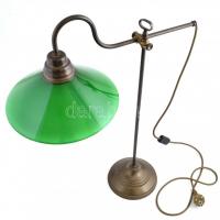XX. sz. eleje: Íróasztali lámpa banklámpa. Nagy méretű. Réz, üveg. Új vezetékkel. Hibátlan. 60 cm