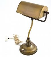 XX. sz. eleje: Íróasztali lámpa / banklámpa. Réz. Működő, jó állapotban. 40 cm