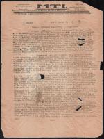 1942 Magyar Távirati Iroda jelentés, 3 db, rossz állapotban