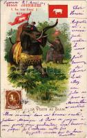 1905 La Poste au Siam (Thailand). Siamese (Thai) post, stamp, flag. litho (EB)
